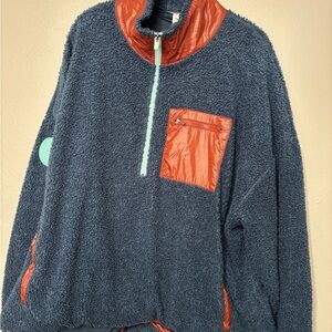 Fabletics Fleece Pullover (30” Ptp) Blue & Orange-Unisex